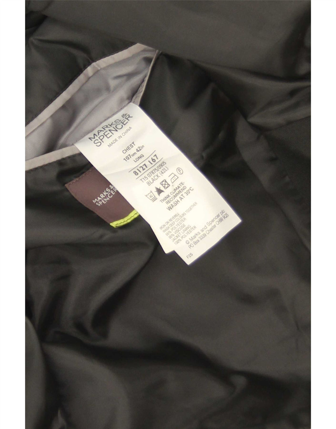 Marks & Spencer Herren-Blazer mit 2 Knöpfen, Gr. 42, Größe L, Schwarz, Polyester