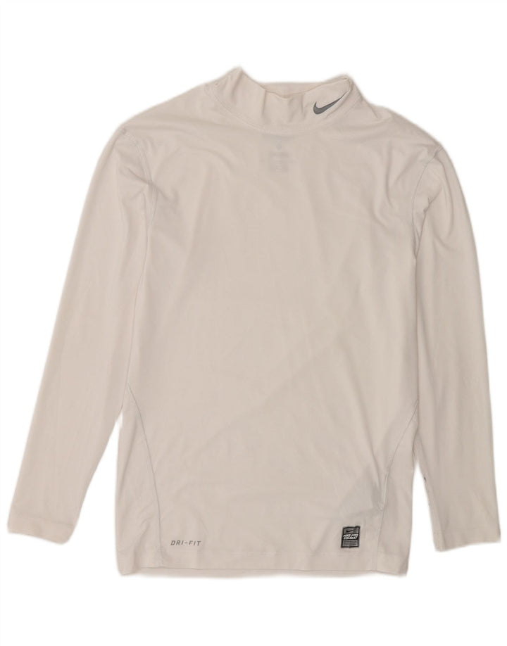 Nike Herren-Kompressionsoberteil, langärmlig, UK, Größe 42/44, groß, weiß, Polyester, Sport