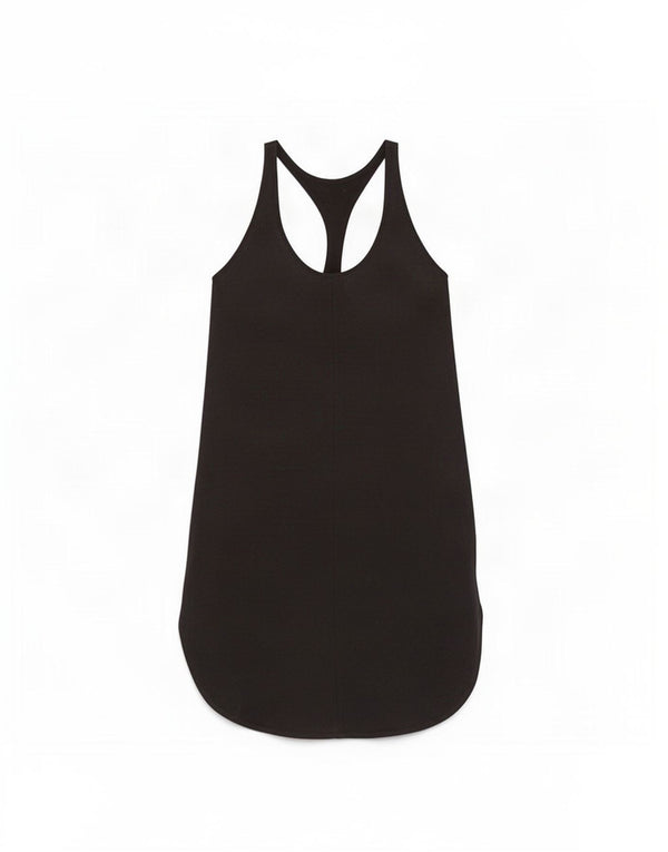 Zara Damen Ärmelloses T-Shirt-Kleid UK 12 Medium Schwarz
