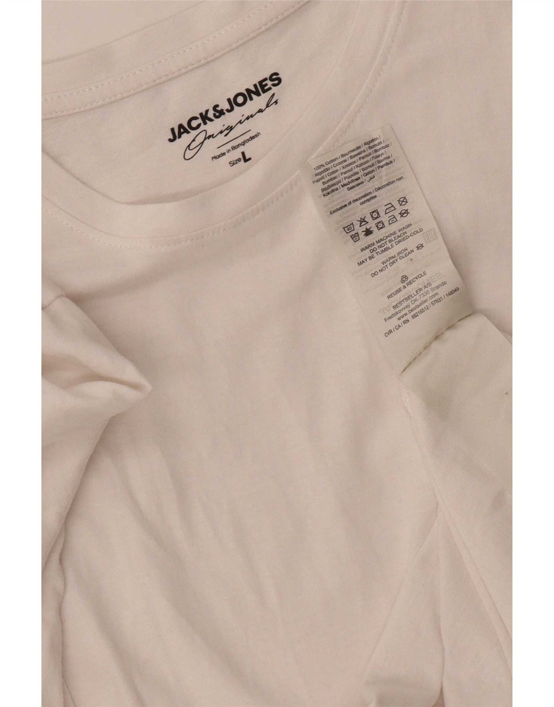Jack & Jones Herren T-Shirt Top Large Weiß Baumwolle