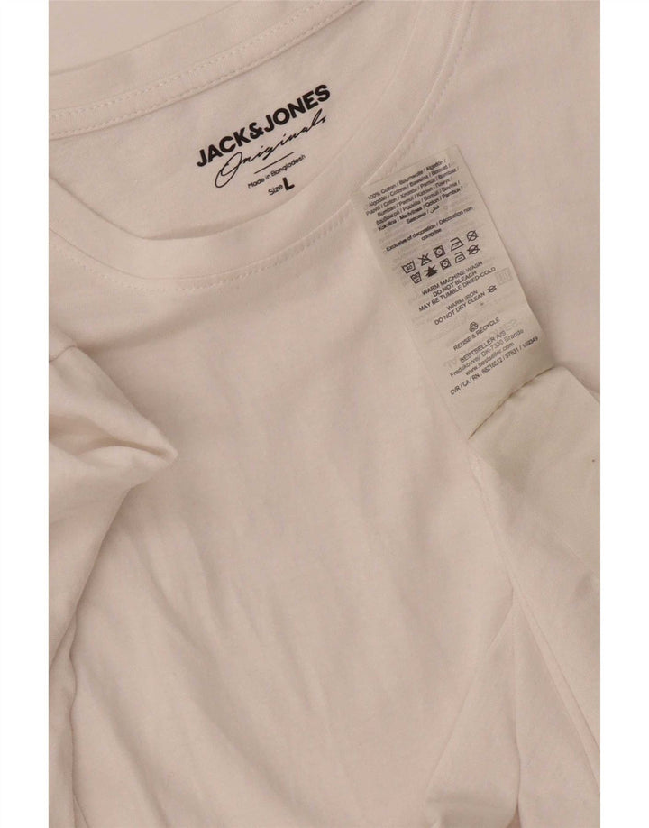 Jack & Jones Herren T-Shirt Top Large Weiß Baumwolle