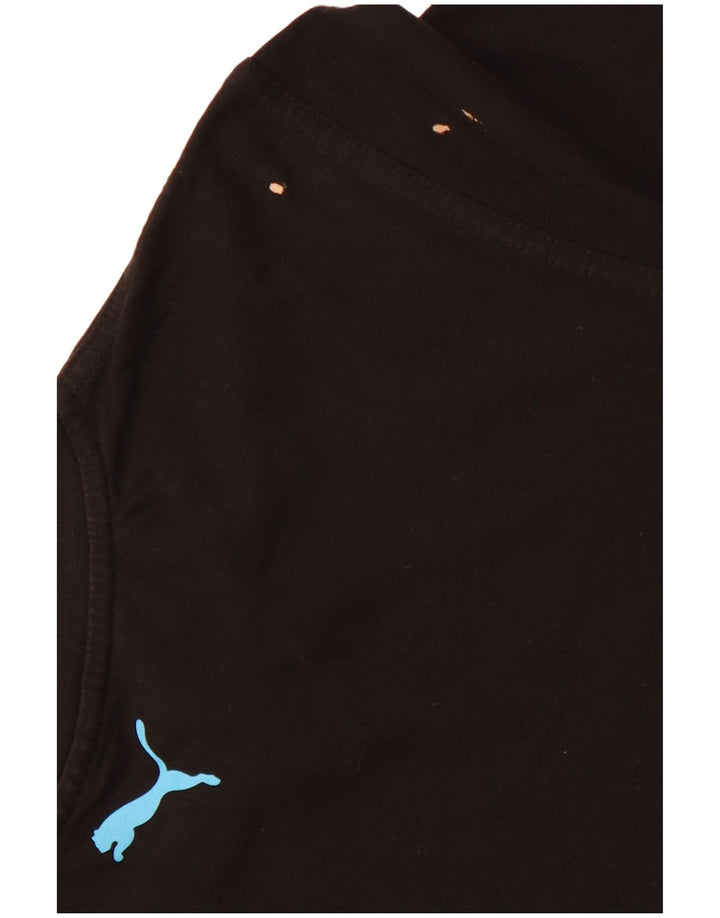 PUMA Damen Graphic T-Shirt Top UK 10 Small Schwarz Baumwolle