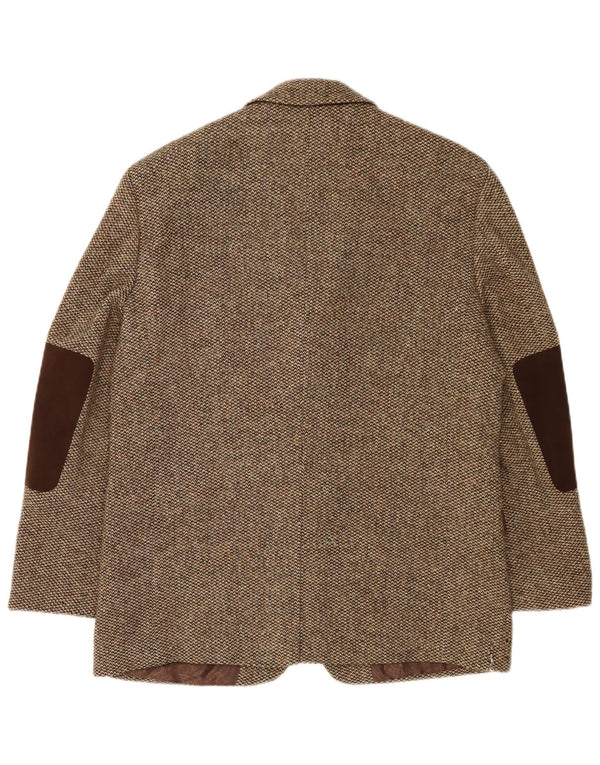Harris Tweed Mens 3 Button Blazer Jacket UK 38 Medium Brown Wool