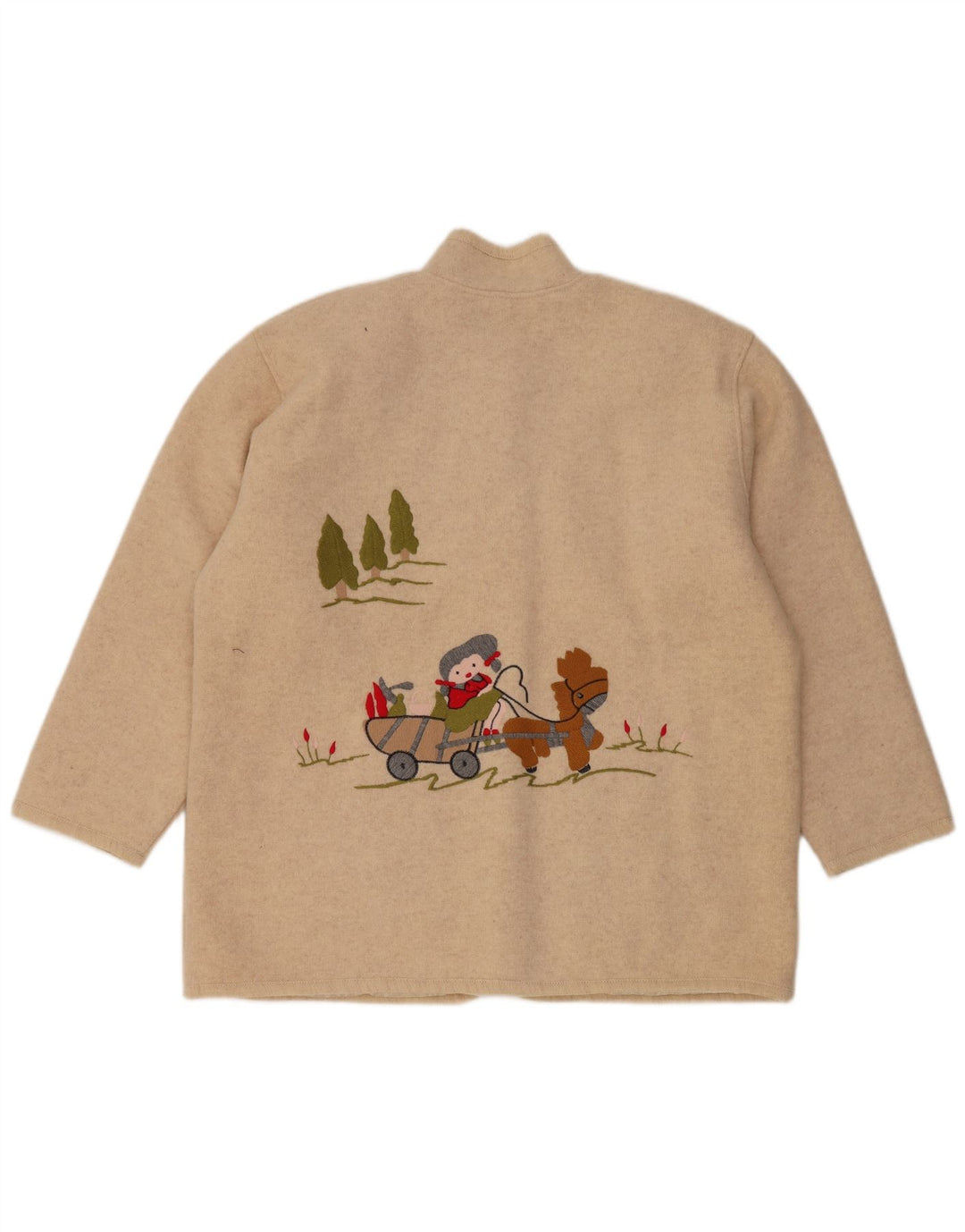 VINTAGE Damen Blazer mit grafischer 5-Knopf-Blazer-Jacke, UK 14, Größe L, Beige