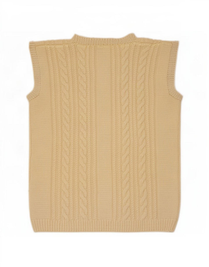 Vintage Damen Weste Tank Top UK 12 Medium Beige