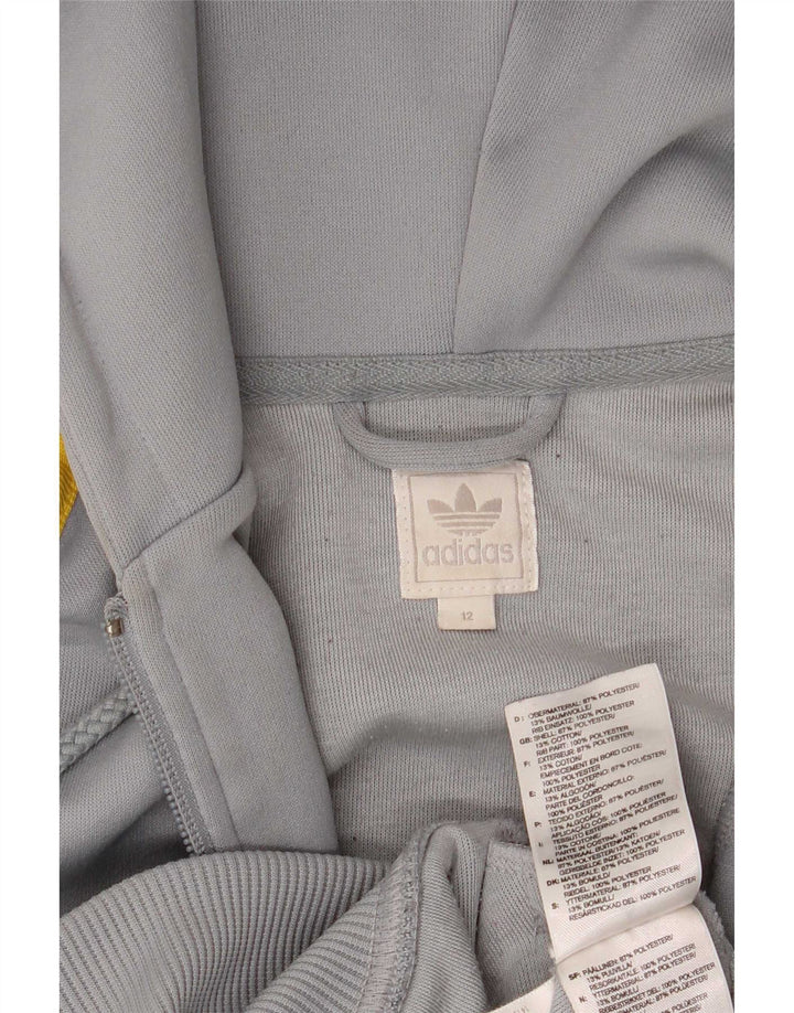 Adidas Damen Zip Hoodie Pullover UK 12 Mittelgraues Polyester