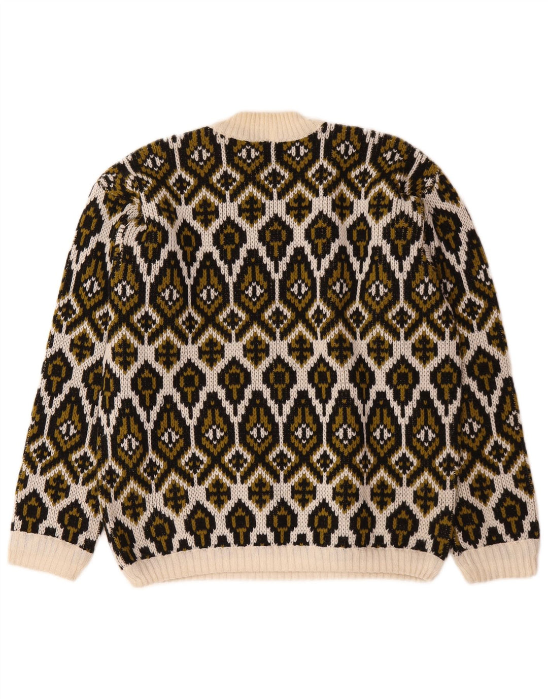 Vintage Damen Rollkragenpullover Pullover Medium Off White Fair Isle