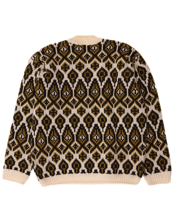 Vintage Damen Rollkragenpullover Pullover Medium Off White Fair Isle