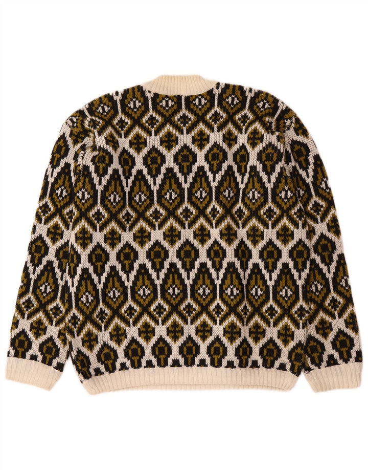 Vintage Damen Rollkragenpullover Pullover Medium Off White Fair Isle