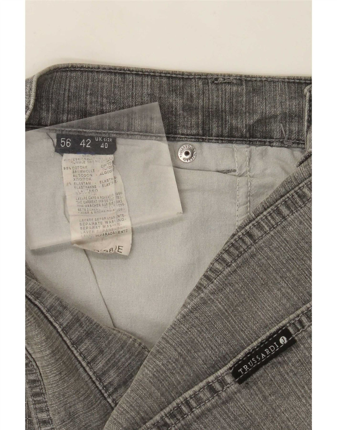 Trussardi Herren Straight Jeans W36 L31 Graue Baumwolle