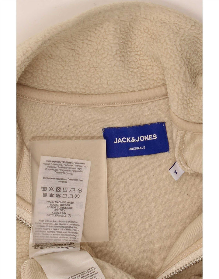 Jack & Jones Herren-Fleecepullover mit Reißverschluss am Hals, mittelbeigefarbenes Polyester