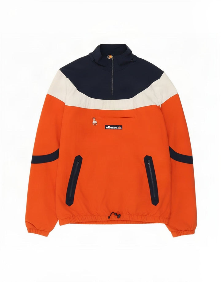 Ellesse Herren-Pullover-Trainingsanzug-Top-Jacke Mittelorange Farbblock
