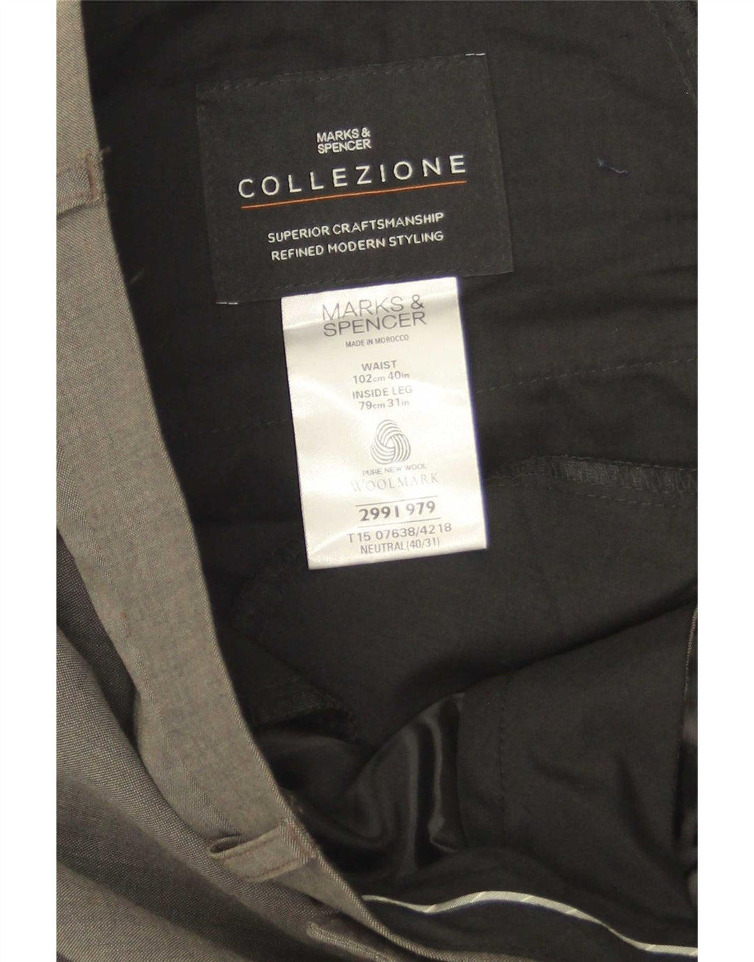 Gerade Herren-Anzughose von Marks & Spencer, W40, L30, grüne Wolle