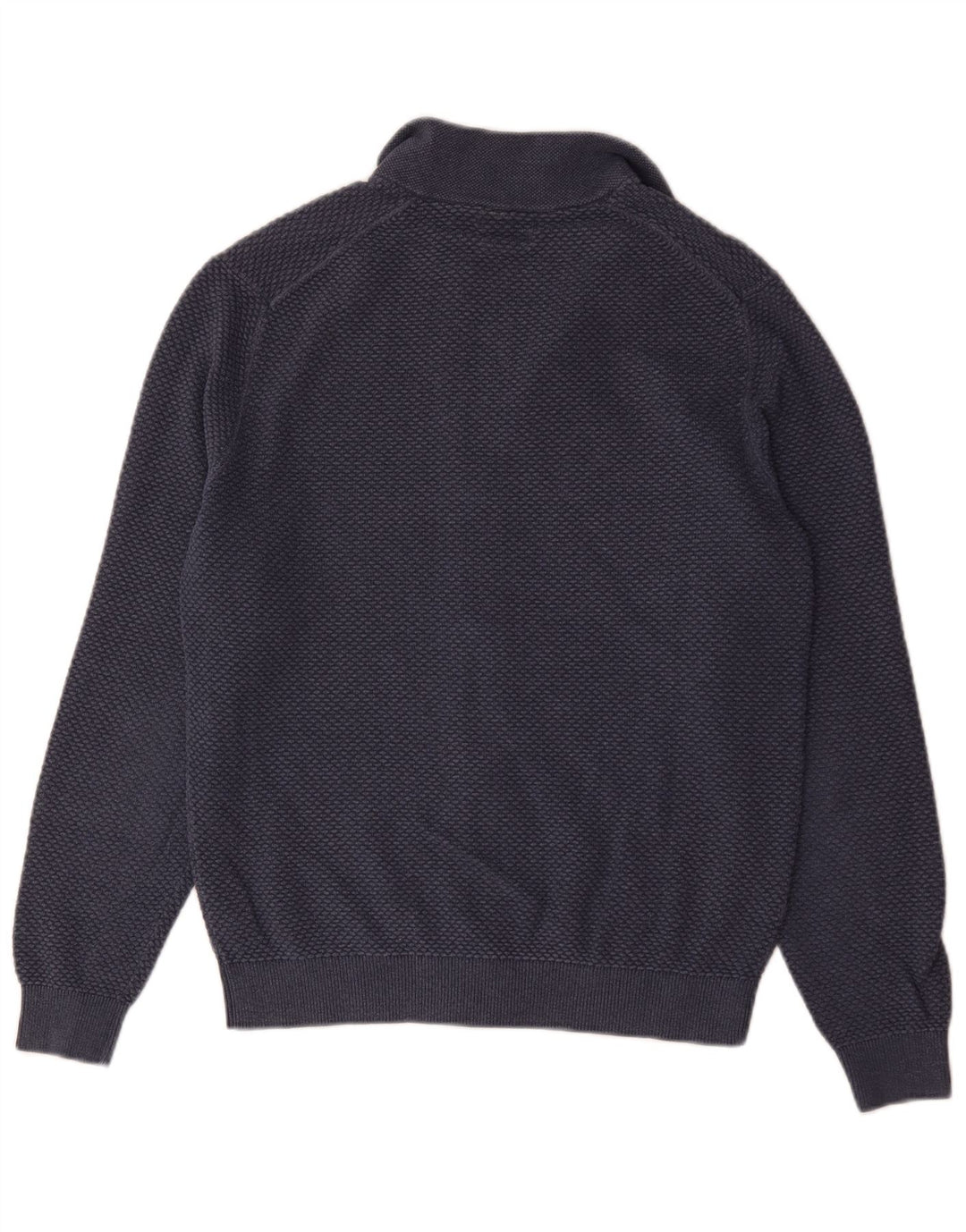 Massimo Dutti Herren-Cardigan mit durchgehendem Reißverschluss, Größe S, marineblaue Baumwolle
