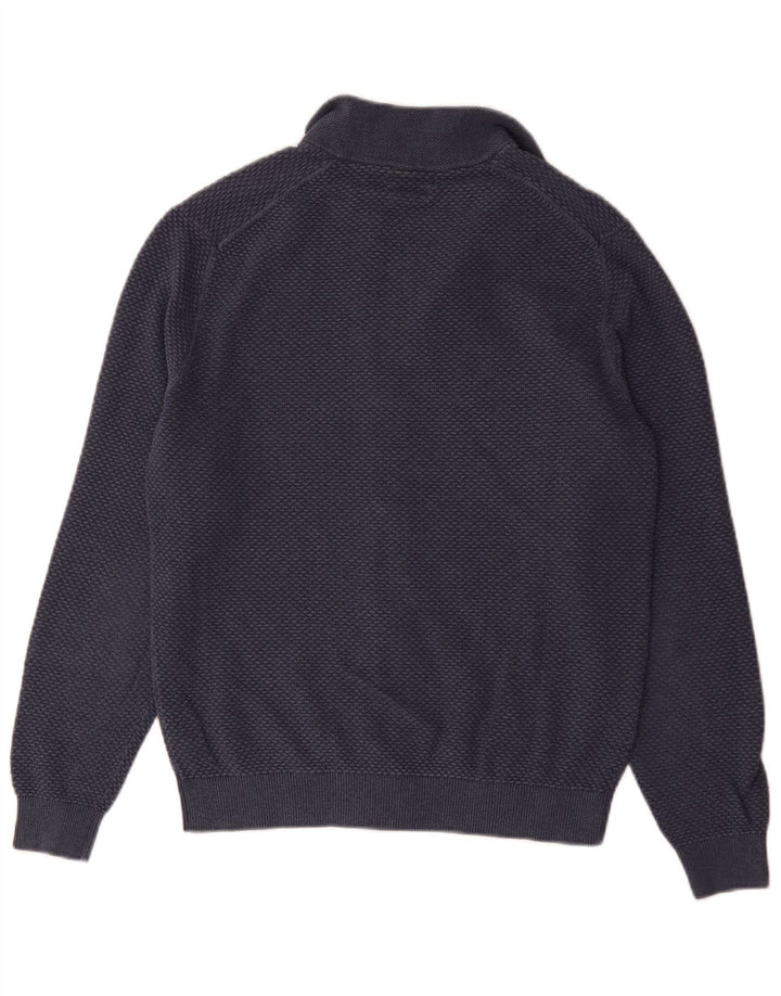 Massimo Dutti Herren-Cardigan mit durchgehendem Reißverschluss, Größe S, marineblaue Baumwolle