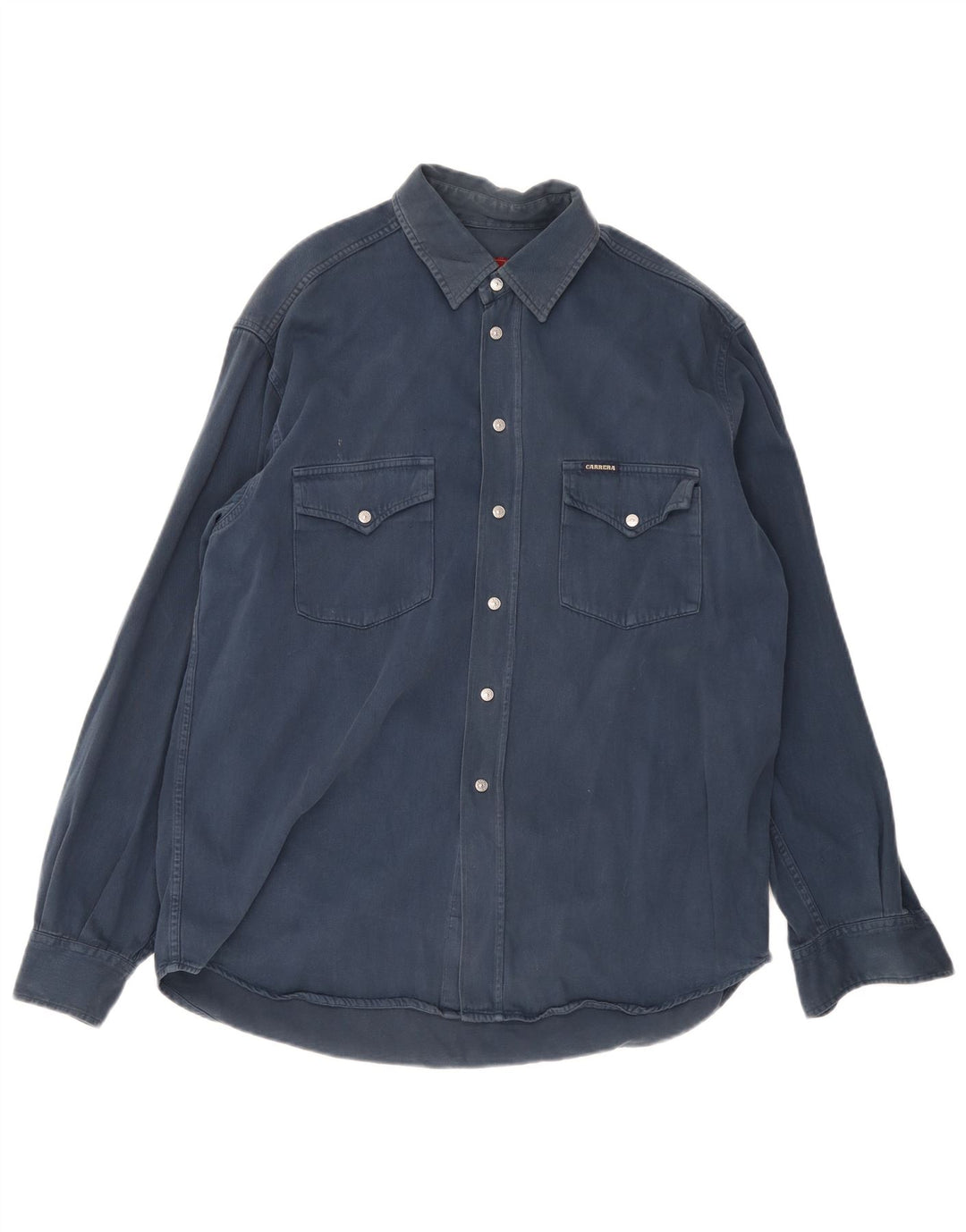 Carrera Herren-Jeanshemd, Größe 39/40, mittelmarineblaue Baumwolle