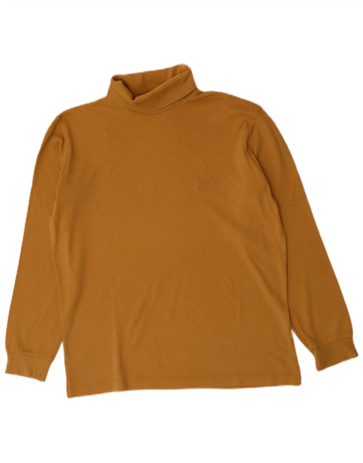 Hugo Boss Herren-Top mit Rollkragen, langärmelig, mittelbeige Baumwolle