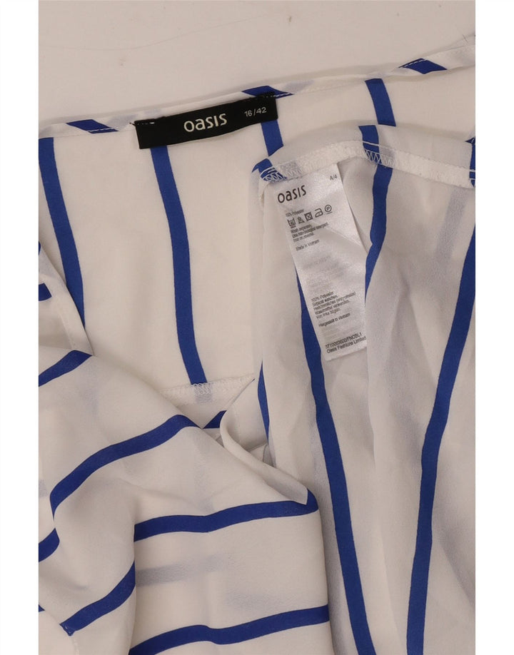 Oasis Damen-Bluse, ärmellos, vorne gebunden, Gr. 42, Größe L, weiß gestreift