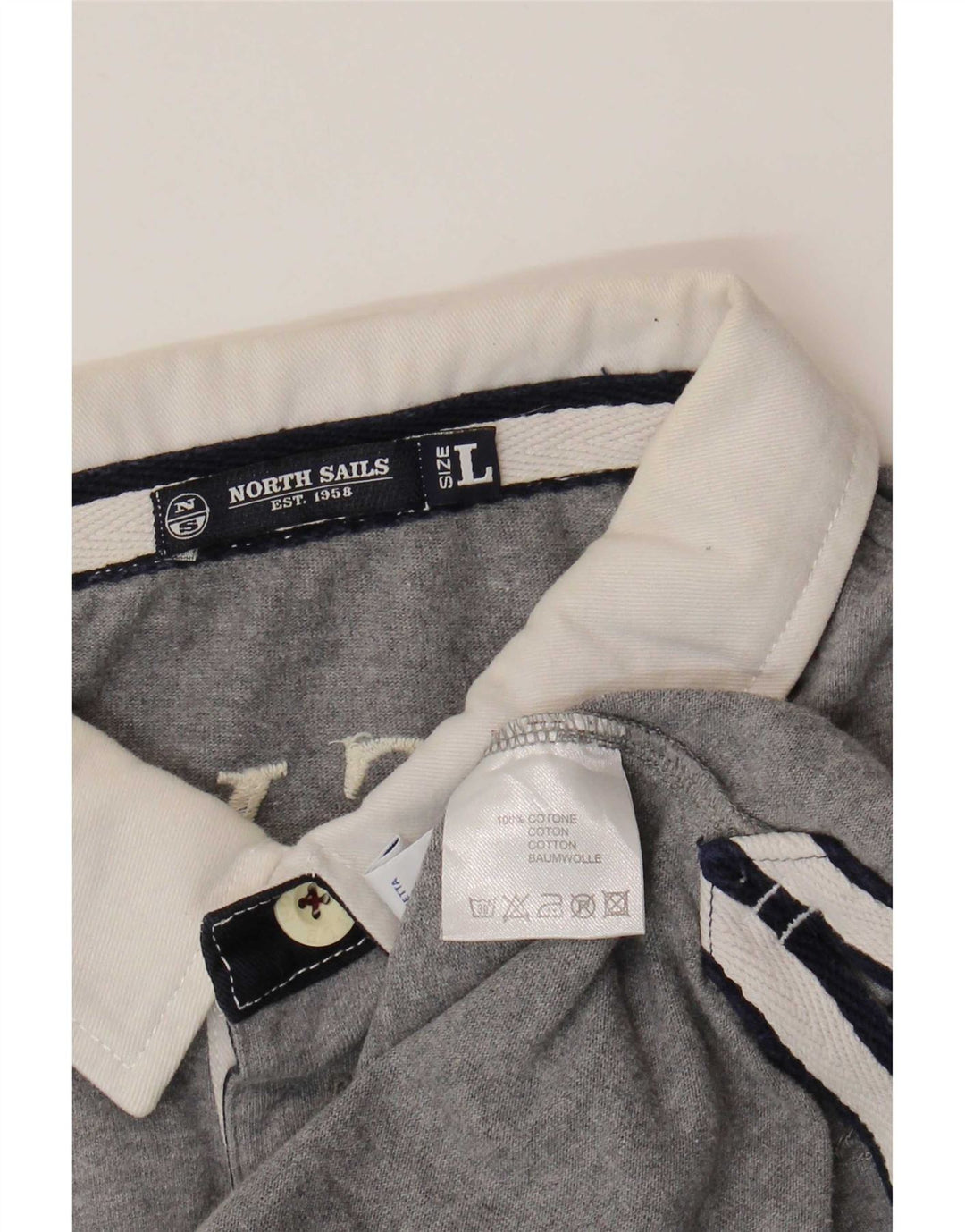 North Sails Herren-Rugby-Poloshirt mit Grafik, groß, Grau, Farbblock