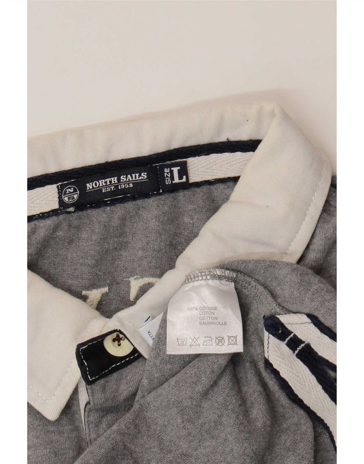 North Sails Herren-Rugby-Poloshirt mit Grafik, groß, Grau, Farbblock