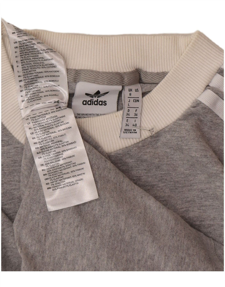 Adidas Damen Top Langarm UK 8 Small Graue Baumwolle