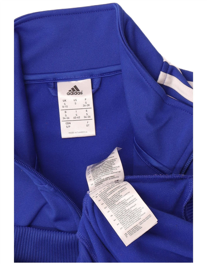 Adidas Damen Trainingsanzug Top Jacke UK 8/10 Small Blau Polyester