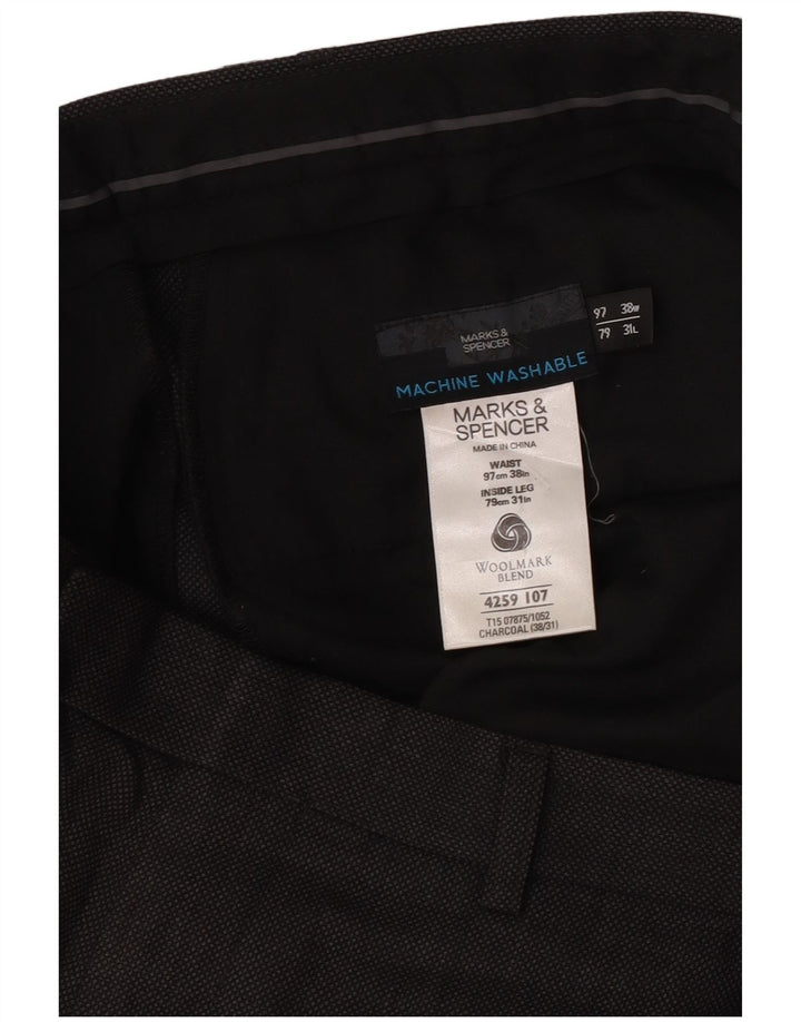 Marks & Spencer Herren-Anzughose, schmal zulaufend, W38 L31, grau, Polyester