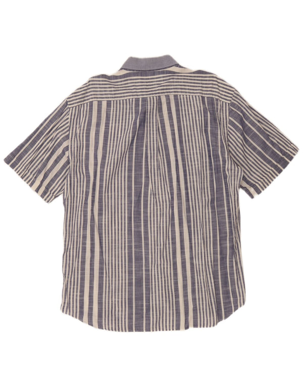 Navigare Herren-Kurzarmhemd XL, blau gestreift, Baumwolle