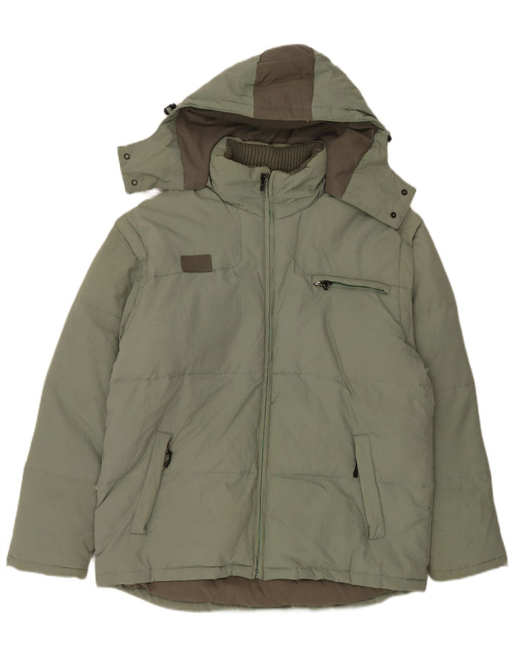 Fila Herren-Jacke mit Kapuze, gepolstert, UK 40, Größe L, Grün, Polyamid