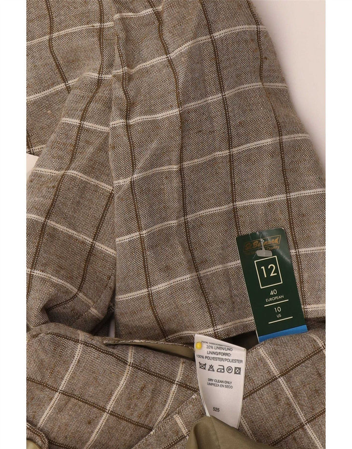 St. Bernard Damen-Cardigan-Oberteil mit kurzen Ärmeln, UK 12, mittelbraun kariert