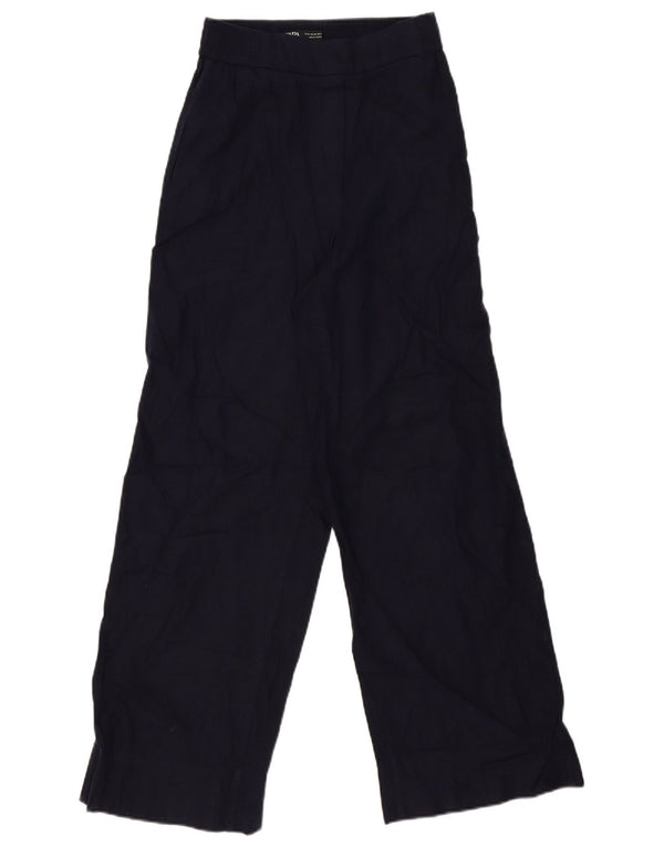 Zara Damen-Chinohose mit hoher Taille und weitem Bein, XS W24 L30, Marineblau