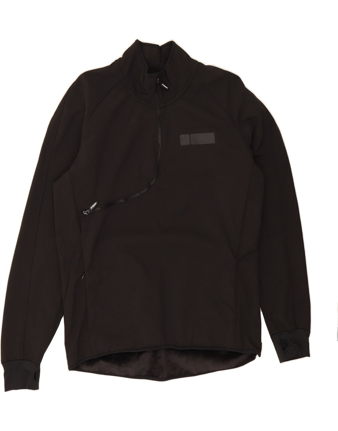 FREDDY Mens Zip Neck Pullover Tracksuit Top Medium Black Polyester Vintage Freddy and Second-Hand Freddy from Messina Hembry 