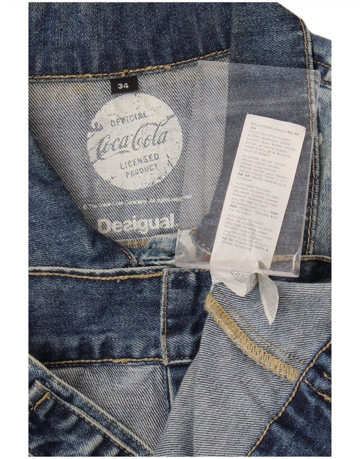 DESIGUAL Damen Grafik-Jeansjacke EU 34 XS Blaue Colourblock-Baumwolle