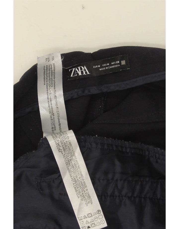 Zara Damen Tapered Short Hose Medium W28 L25 Marineblau Polyester