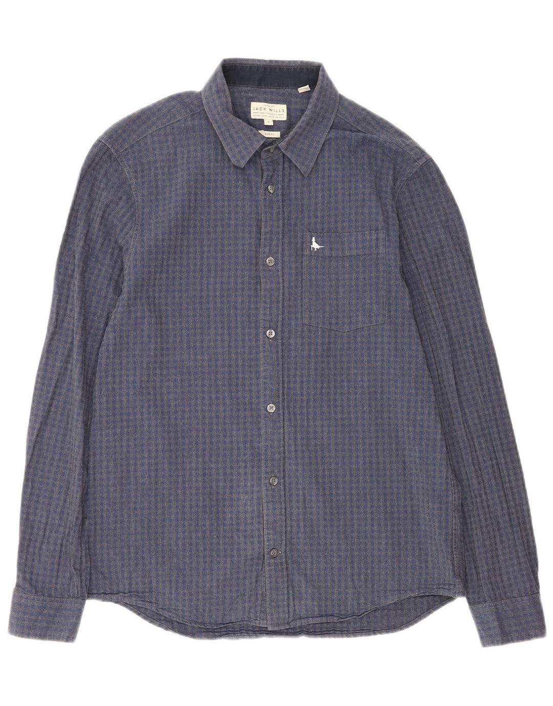 Jack Wills Slim-Fit-Hemd für Herren aus mittelblauer Gingham-Baumwolle