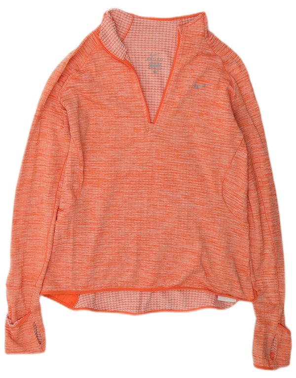 Nike Dri Fit Pullover-Trainingsanzugoberteil für Damen, UK 14, mittelorange meliert