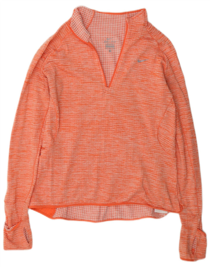 Nike Dri Fit Pullover-Trainingsanzugoberteil für Damen, UK 14, mittelorange meliert