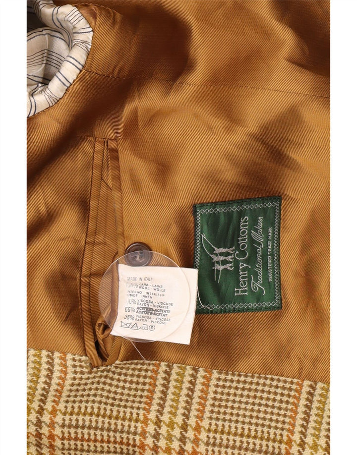 Henry Cottons Herren-Blazer mit 2 Knöpfen, IT 50, groß, brauner Hahnentrittmuster