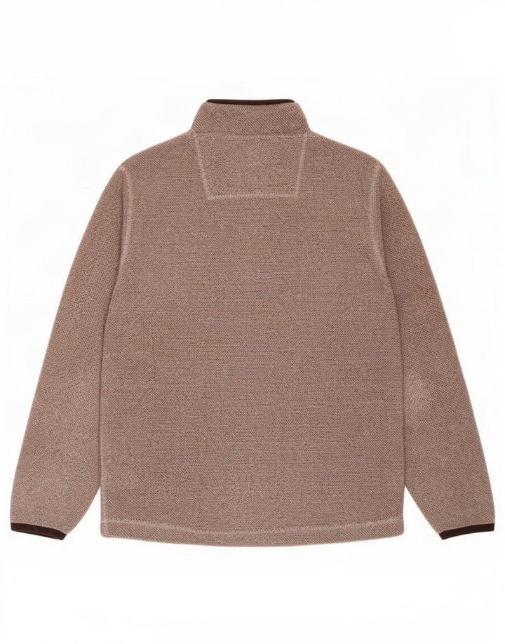 Weird Fish Herren-Fleecepullover mit Reißverschluss am Hals, großes braunes Polyester