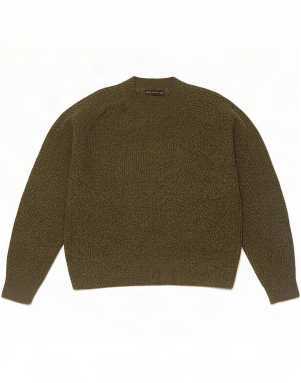 Marks & Spencer Damen-Pullover mit Rundhalsausschnitt, Gr. 14, Medium Khaki, Acryl