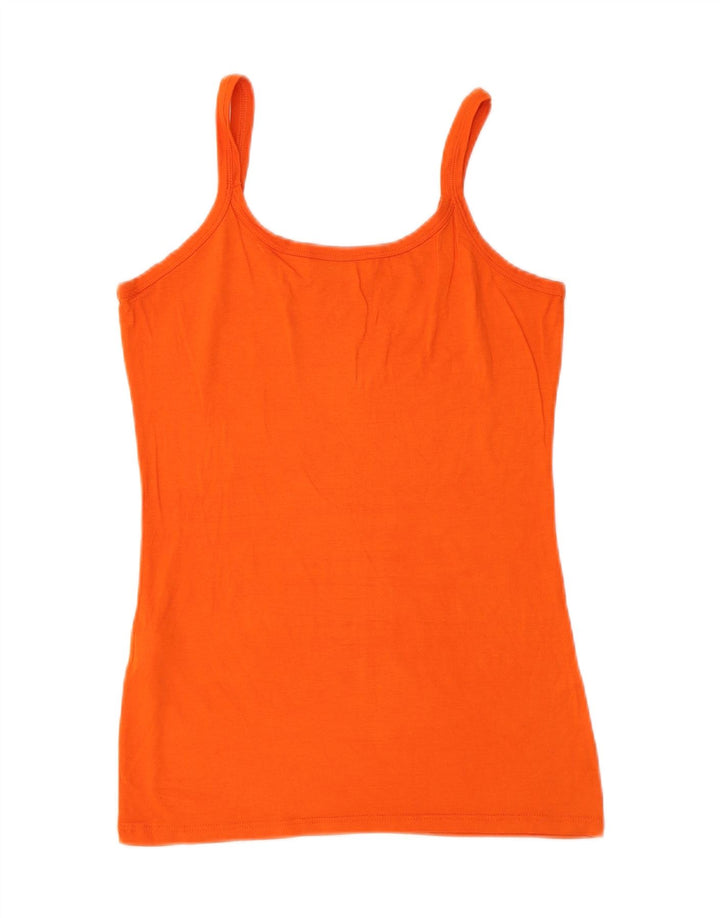 Vintage Damen Cami Top UK 14 Große Orange Viskose