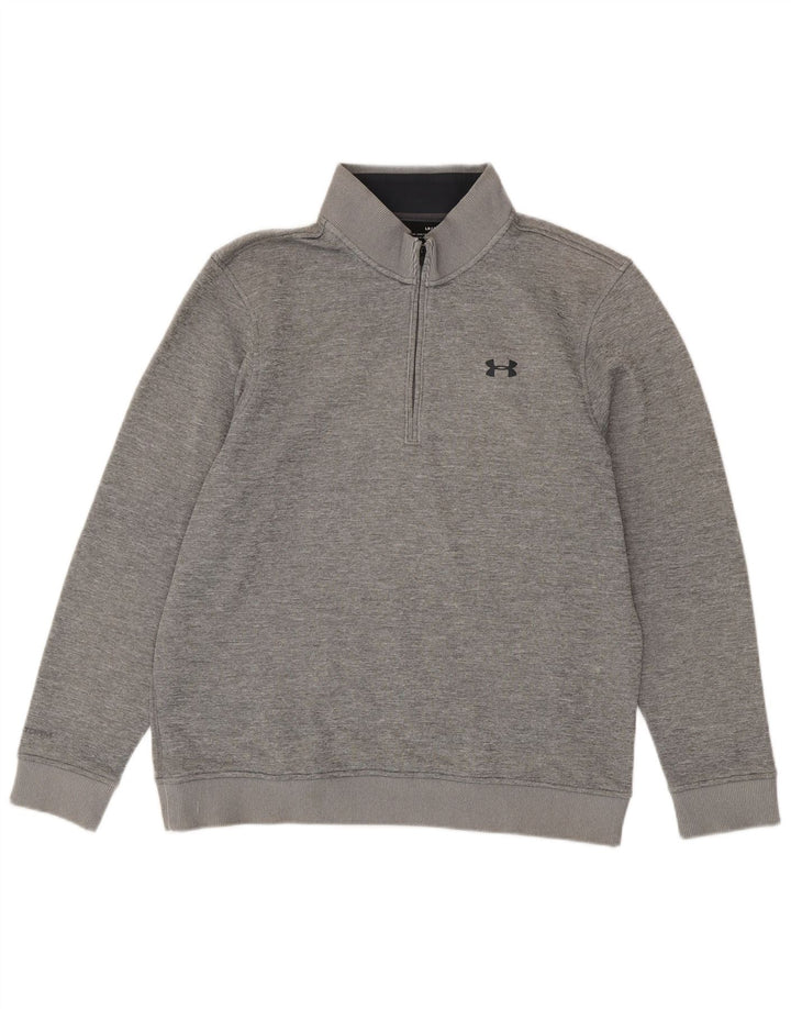 Under Armour Herren-Sweatshirt „Cold Gear“ mit Reißverschluss, Größe L, grau gefleckt