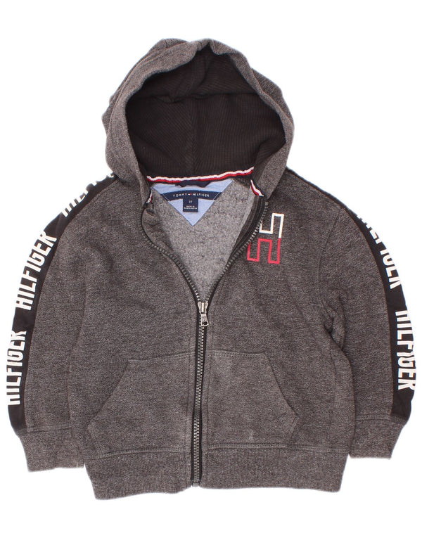 Tommy Hilfiger Kapuzenpullover mit grafischem Reißverschluss für Jungen, 2–3 Jahre, Grau, Farbblock