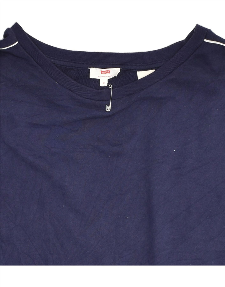 LEVI'S Womens Sweatshirt Jumper UK 14 Large Navy Blue Cotton | Vintage Levi's | Thrift | Second-Hand Levi's | Used Clothing | Messina Hembry 