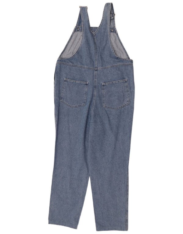 Vintage Damen Latzhose Jeans W36 L28 Blau geblümte Baumwolle