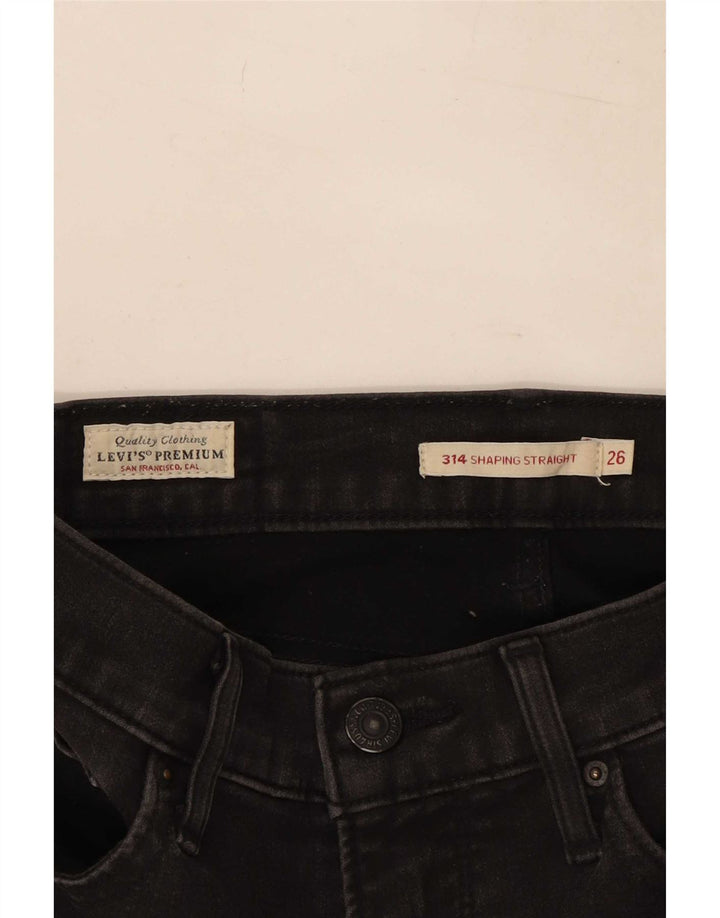 Levi's Damen 314 Shaping Straight Jeans W26 L30 Schwarz