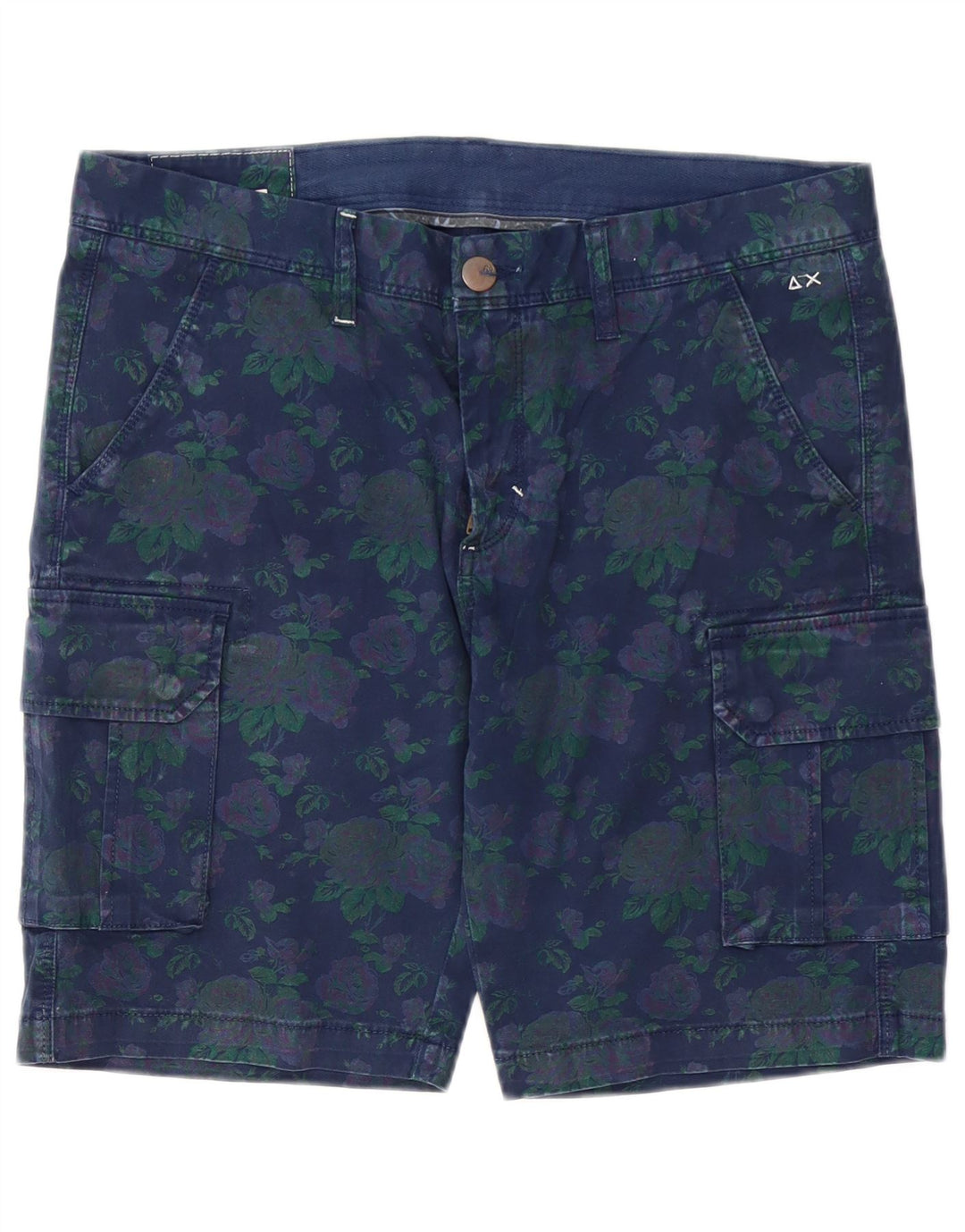 Sun68 Herren-Cargo-Shorts, W34, groß, marineblau, geblümt, Baumwolle