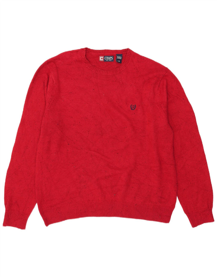 Chaps Herren-Pullover mit Rundhalsausschnitt, groß, rot gesprenkelte Baumwolle