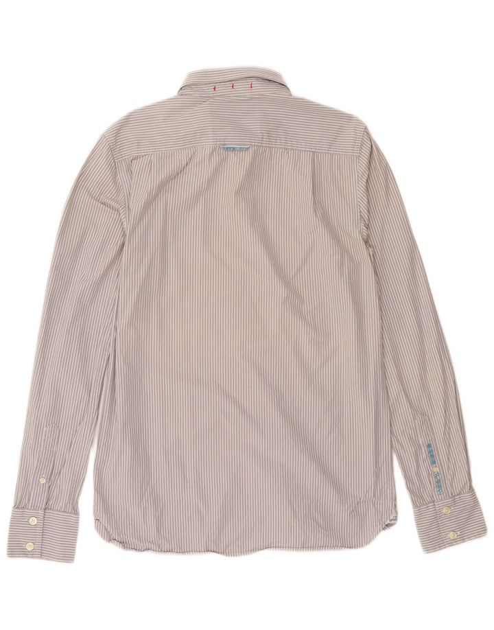Superdry Herren-Hemd aus Baumwolle, groß, grau gestreift