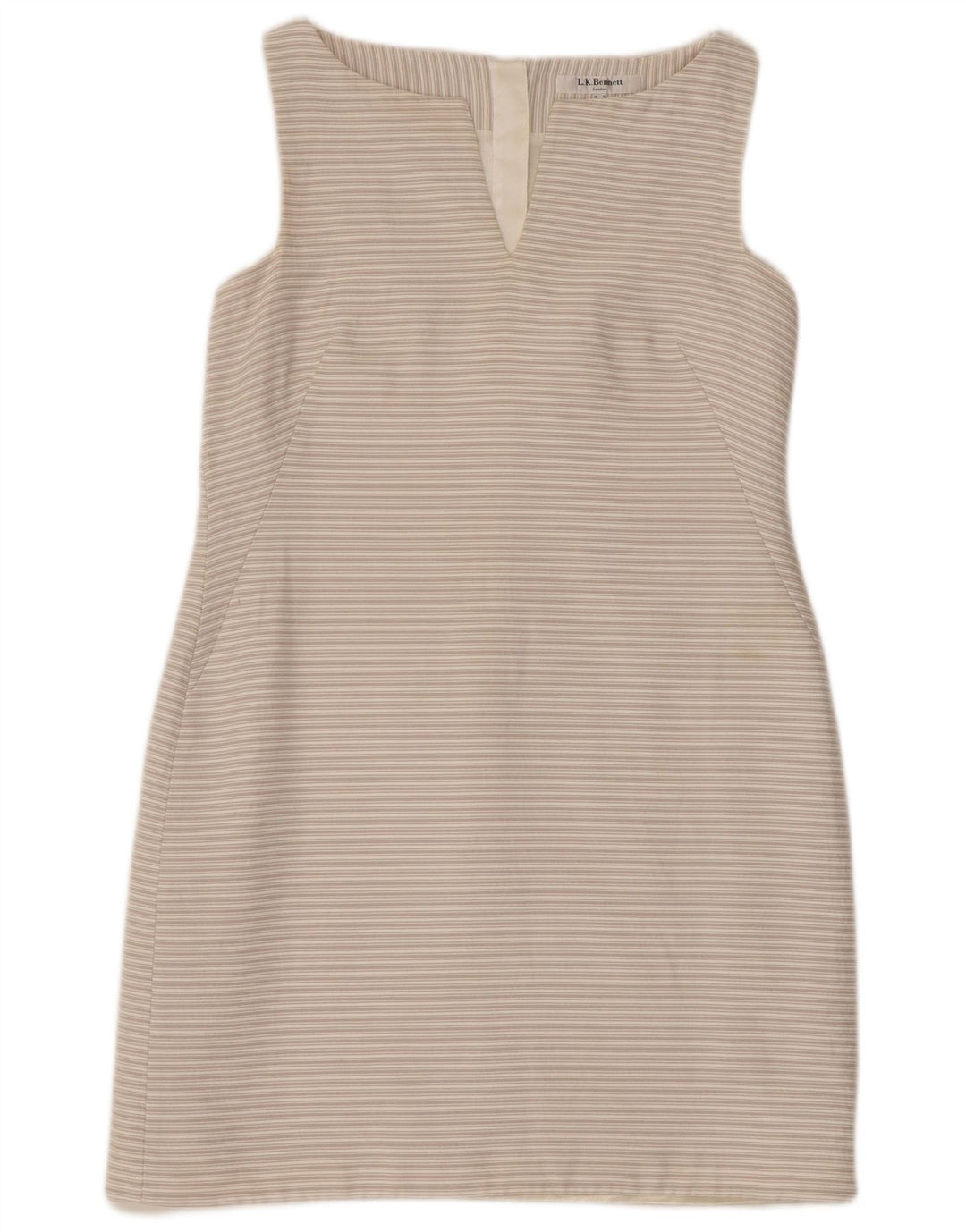 L.K. BENNETT Damen Ärmelloses Etuikleid UK 12 Mittelgrau gestreift